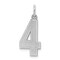 Sterling Silver Medium Satin Number 4 Charm Pendant Jewerly 22mm x 9mm